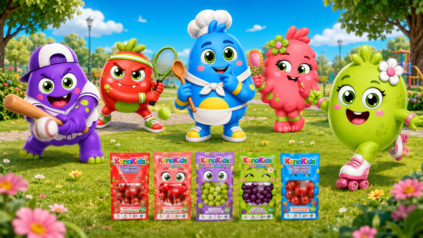 Crianças no parque com produtos KanoKids
