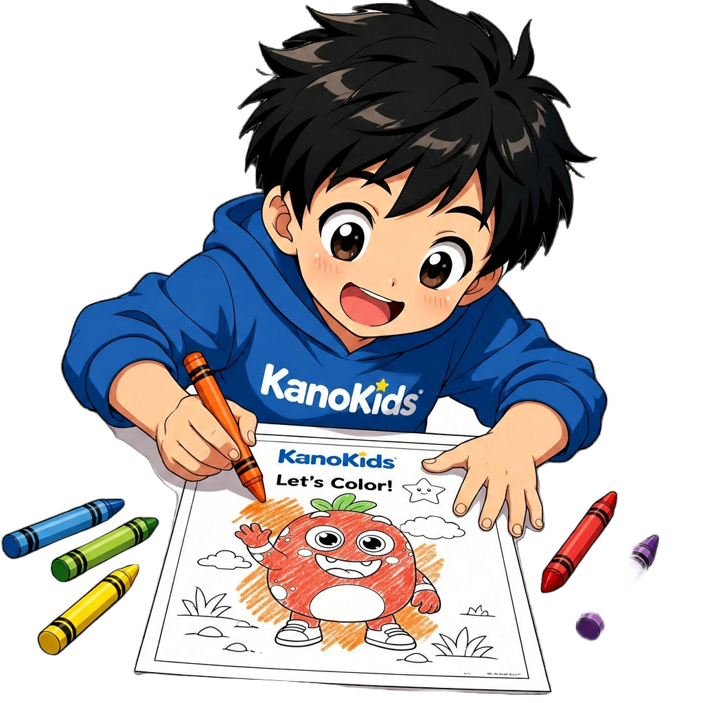 Criança colorindo desenho da KanoKids