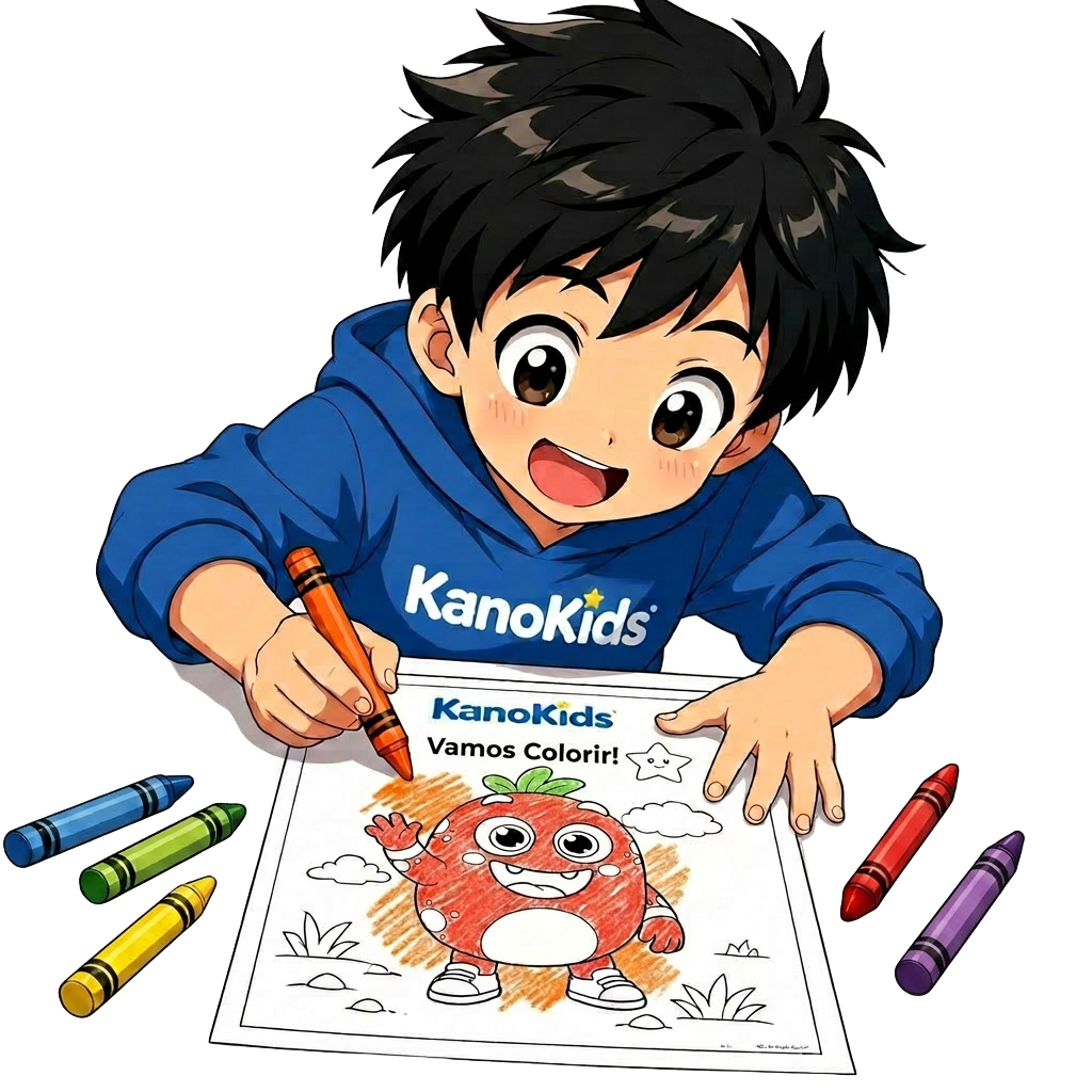 Criança colorindo desenho da KanoKids